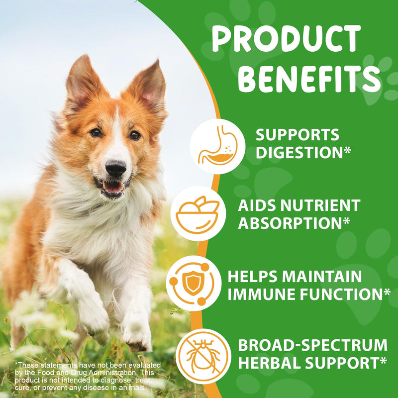 Dog Worming Drops with Probiotics | Gut Health & Internal Balance Supplement | with Pumpkin Seed & Oregano Extract | 60ml Liquid Formula | Vet-Approved Ingredients