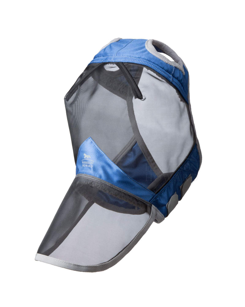 Harrison Howard CareMaster Pro Luminous Horse Fly Mask UV Protection Fleece Padding without Ears with Nose Protection Navy Blue Cold Blood (XL) XL - BeesActive Australia