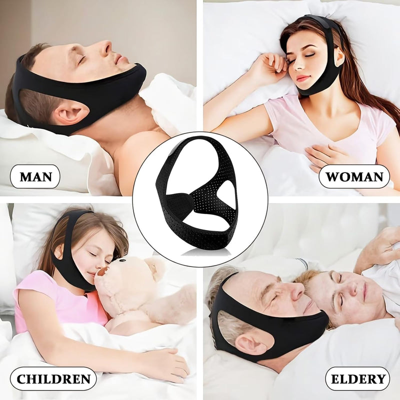 Chin Strap for Sleeping,Comfortable Anti Snoring Devices,Adjustable Breathable Chin Strap for CPAP Users for Men and Women,Simple and Effective Snoring Solution - Black M - BeesActive Australia
