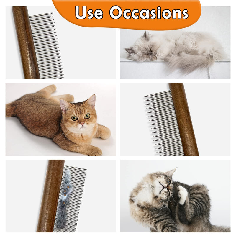 3 Pack Solid Wood Cat Combs,Flea Lice Comb with Rounded Stainless Steel Teeth for Cat Dog Rabbit Massage Removes Mats, Tangles and Loose Fur,Grooming Comb for Cat/Dog/Small Medium Pets 3PCS - BeesActive Australia