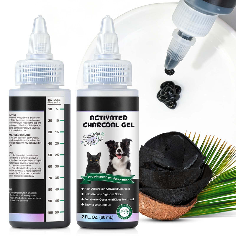 Pet Activated Charcoal Gel Gentle Digestive Comfort for Dogs and Cats Activated Charcoal Supports Healthy Stool Consistency and Intestinal Health Veterinarian Formulated Routine Hygiene Care 60ml