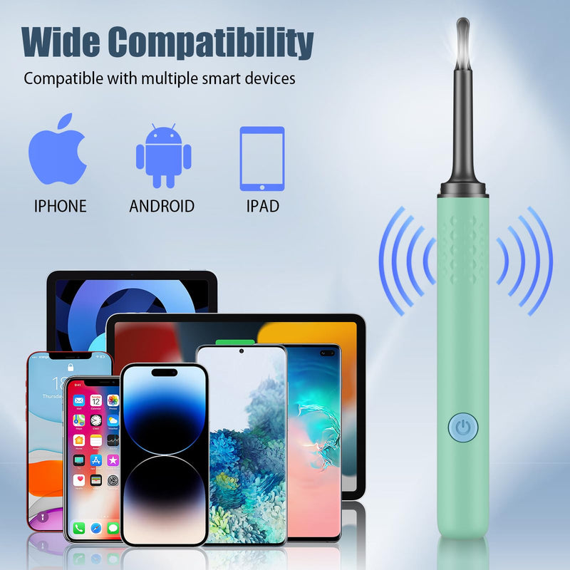 Ear Wax Removal Tool Camera - Ear Cleaner with 1080P HD Camera, Otoscope with Light, Earwax Removal Kit for iPhone, iPad, Android Phones (Green) - BeesActive Australia