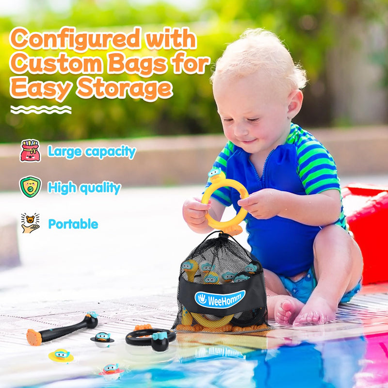 WeeHomm Pool Diving Toys for Kids, 9 PCS Swimming Pool Diving Rings, Summer Duck Dive Sticks with Duck Float Toys for Kids 4-8 8-12, Fun Outdoor Underwater Pool Games for Teens