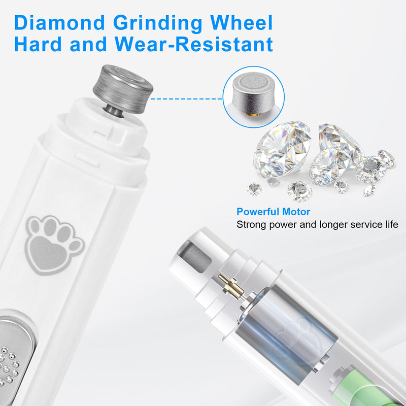 AQXONG Claw Care for Dogs, 2 Speeds - Professional Dog Claw Grinder, 3 Ports, Super Quiet (<45 dB), Suitable for Large, Medium and Small Dogs/Cats - White - BeesActive Australia
