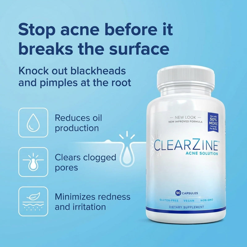 (2 Bottles) Acne Pills, Clear Skin Supplement for Teens & Adults | Vegan Friendly, All-Natural, Gluten Free Formula for Skin Clarity & Blemish Support, 90 Caps Each