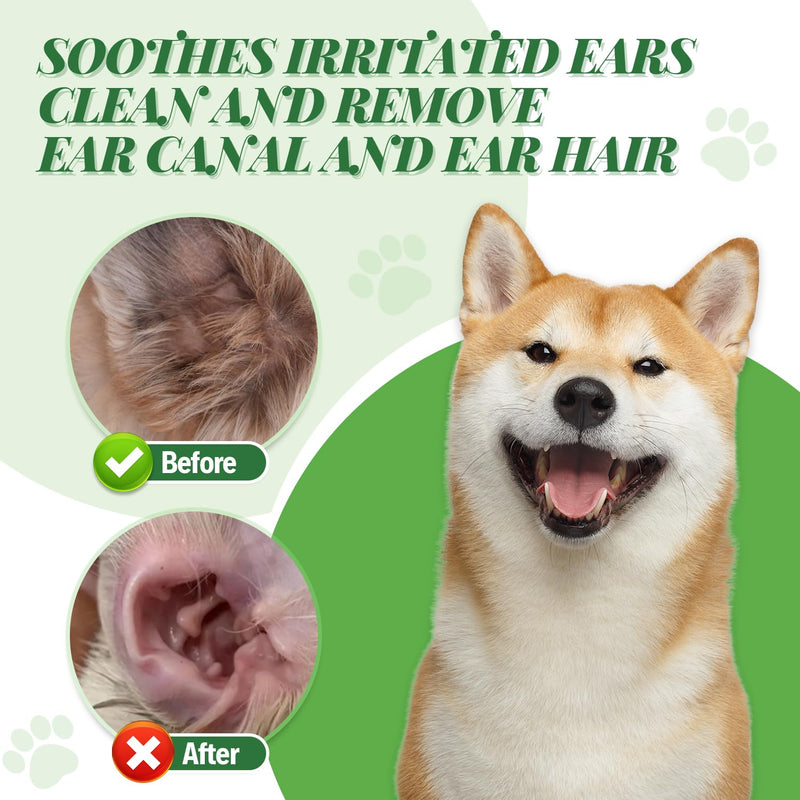 Dog Ear Powder Set, Dog Ear Powder for Hair Removal 30g , 5.5 Inch Hemostat and Dog Clippers for Grooming, Dog Ear Infection Treatment ，Removing Earwax and Odour，Relief of Itching（greener 3pcs) greener - BeesActive Australia