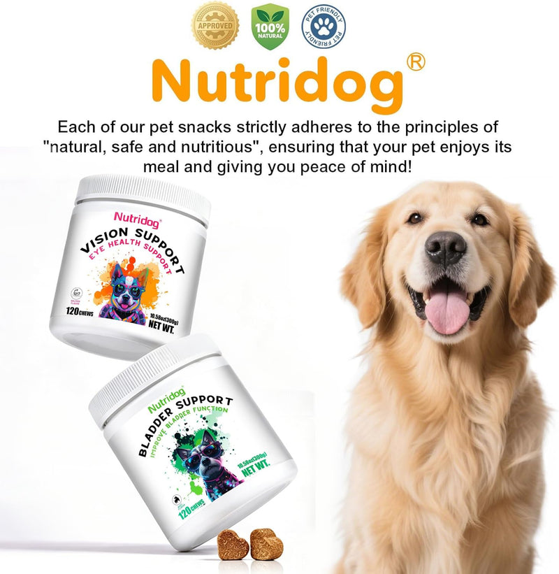 Eye Supplements for Dogs - Vision Support Soft Chews with Lutein, DHA & Vitamin C | 120ct Salmon Flavor Tear Stain Chews | Cataract & Dry Eye Relief Supplement (120 Ct, Salmon) 120 Ct
