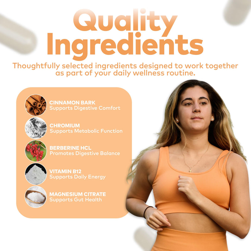 Diaberine Berberine HCL Supplement - Berberine 500mg with Vitamin B12, Magnesium & Chromium - Supports Metabolism, Heart Health, Energy & Immune Functions - 15 Capsules (Trial Pack) 5-Day Trial Pack Digestion & Metabolism