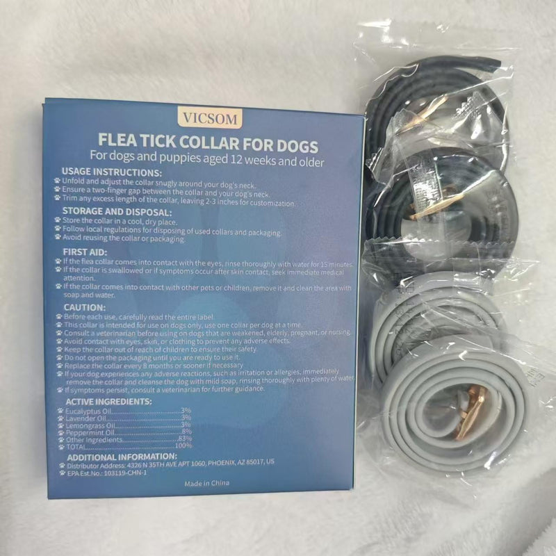 Flea Collar for Dogs, 4 Pack Dog Flea and Tick Collar 32 Months Flea and Tick Treatment Collar for Dog, Waterproof Adjustable Dog Flea and Tick Prevention for Small Medium Large Dog Puppy, Black Grey - BeesActive Australia
