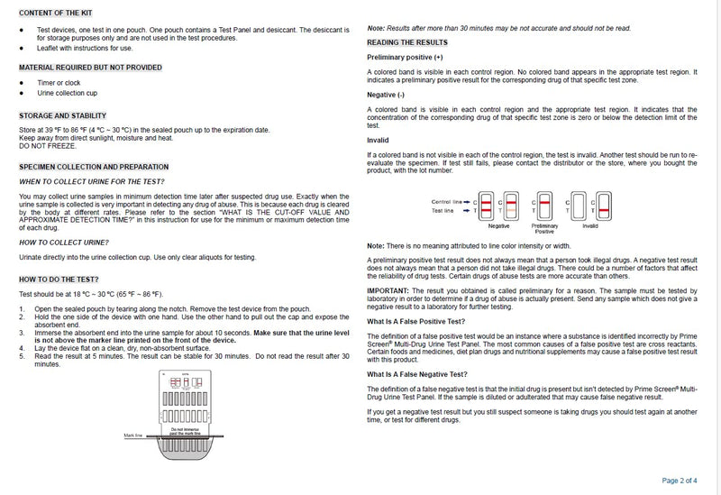 [5 Pack] Prime Screen 12 Panel Urine Test (AMP,BAR,BZO,COC,mAMP,MDMA,MOP/OPI 300,MTD,OXY,PCP,TCA,THC) - WDOA-7125 5 - BeesActive Australia
