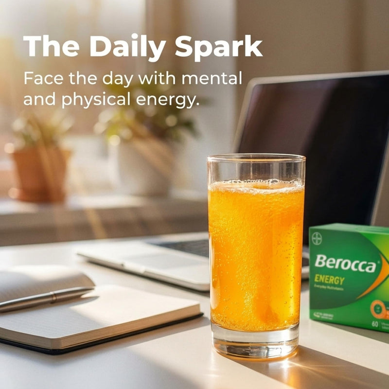 Berocca Energy Vitamin B & C Orange Flavour Effervescent Tablets 60 Pack