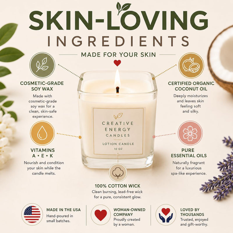 Lotion Candle - Tarocco Orange (3.5 Ounce) | Scented Massage Candles for Self Care, Soy Wax Candle with Essential Oil Blends, Coconut Oil, and Vitamin E Small