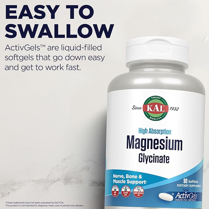 KAL, Magnesium Glycinate, 90 Softgels - BeesActive Australia