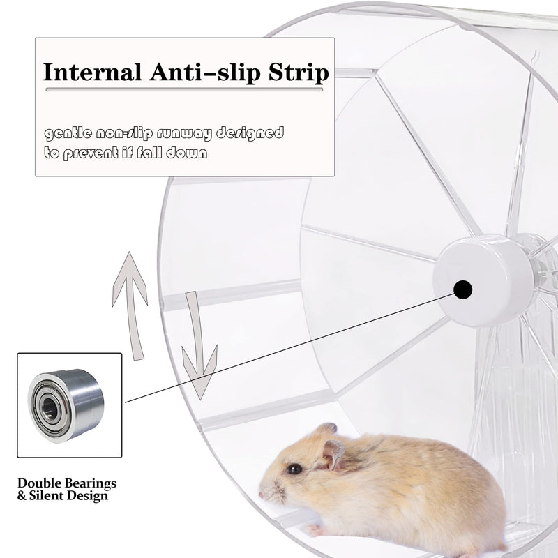 8.5 Inches Super Silent Hamster Wheel for Hamster Exercise Wheel Compatible with Gerbil, Syrian & Dwarf, Chinchilla and More Small Animal Exercise Wheel with Stable Stand, Transparent - BeesActive Australia