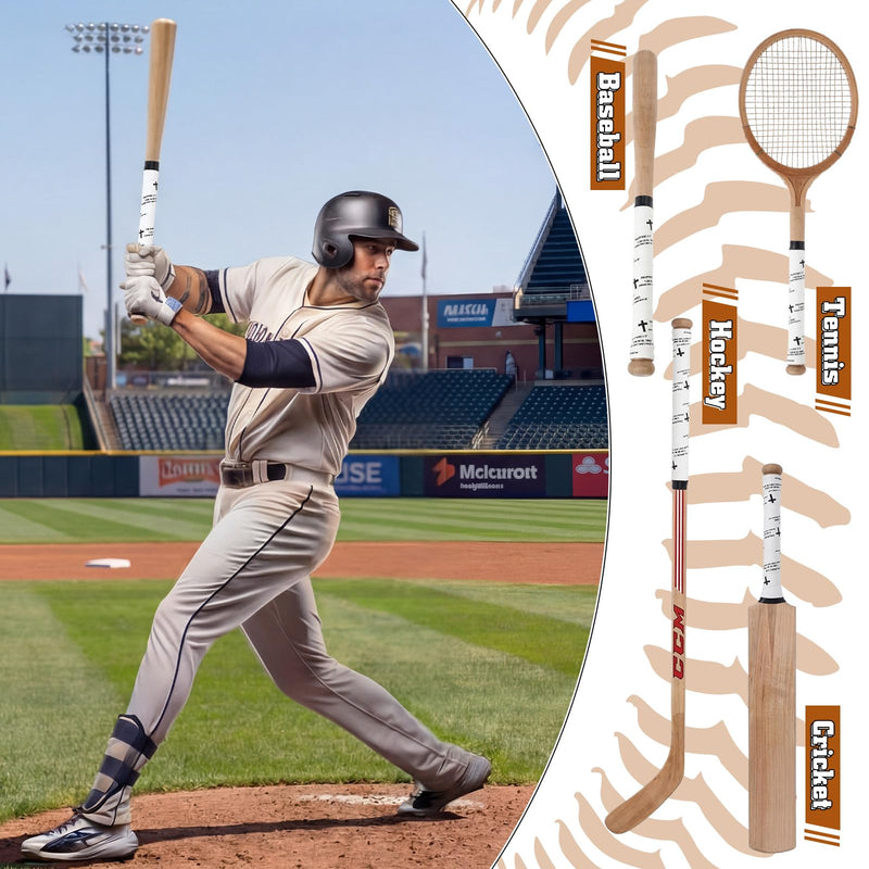 Sotiff 6 Pcs 43 Inch Cross Baseball Bat Grip Tapes 1.5 mm Precut and Full Adhesive Bat Tape for Softball Non Slip Religious Baseball Grip Tapes for Sports White - BeesActive Australia