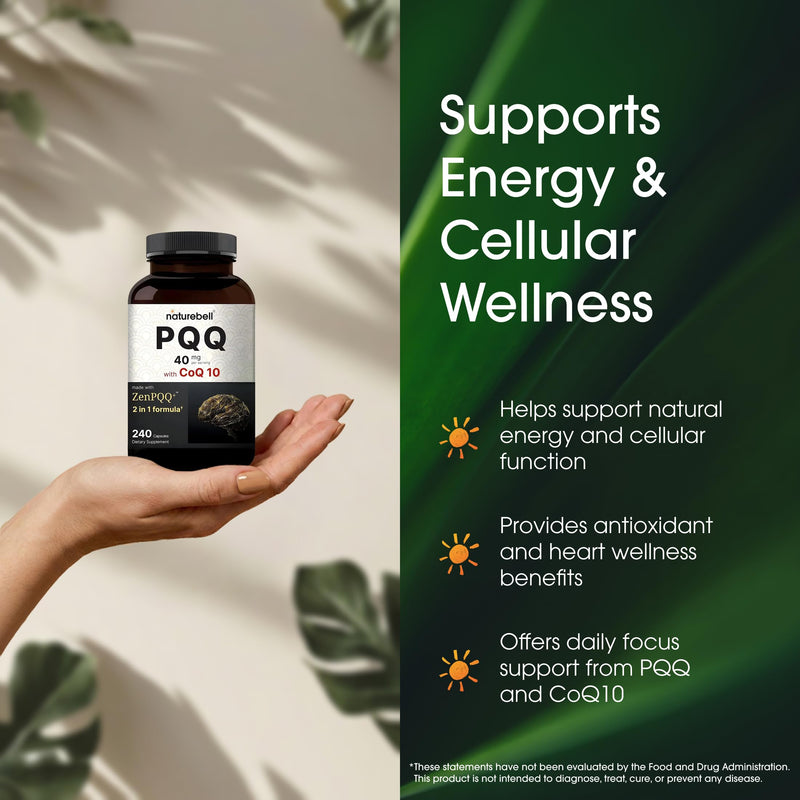 NatureBell PQQ 40mg with CoQ10 10mg, 240 Capsules