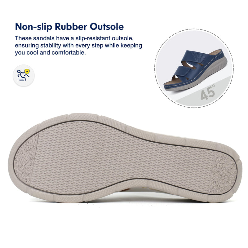 Ortho+rest Women Arch Support Slides Orthotic Walking Sandals Orthopedic Sandals 6 Navy