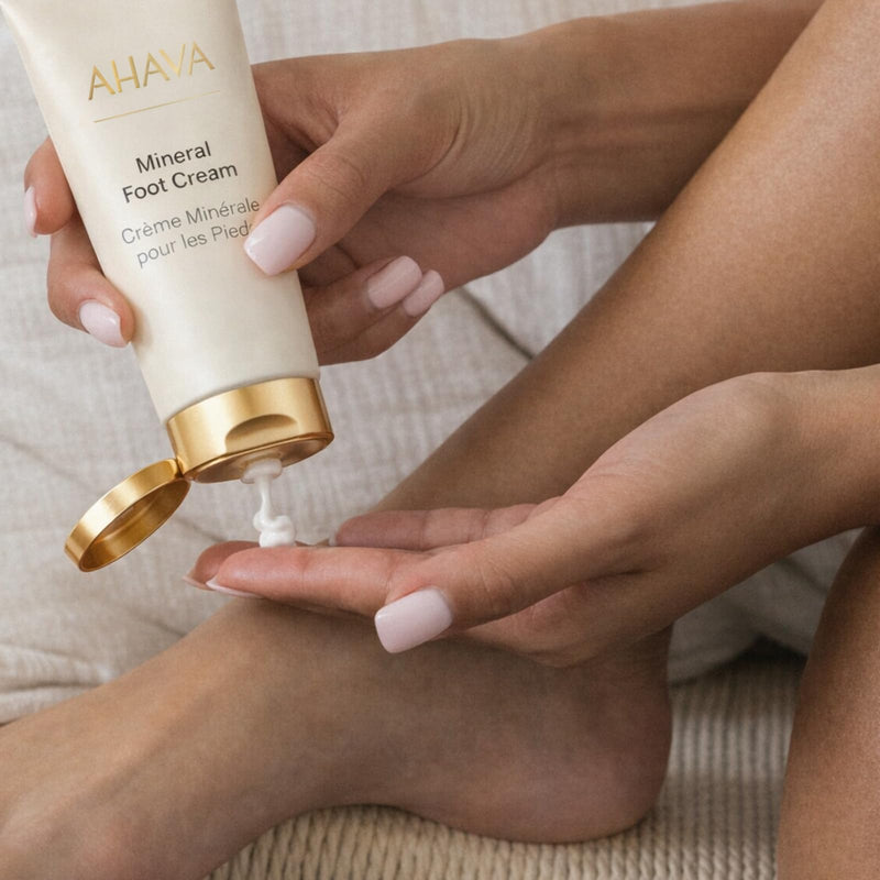 AHAVA Dead Sea Water Mineral Foot Cream - Nourishes & Hydrates Dry Soles, Prevents Cracks & Irritations, with Witch Hazel Leaf, Osmoter blend, Jojoba, Avocado, Sweet Almond & Wheat Germ Oil 3.4 FL Oz (Pack of 1) - BeesActive Australia