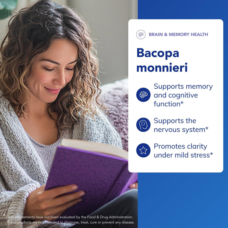 Pure Encapsulations Bacopa Monnieri | Supplement for Brain, Memory, Concentration, and Stress Support* | 180 Capsules Standard Packaging