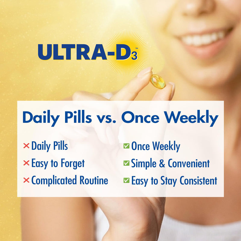 Once-Weekly Vitamin D3 50,000 IU Softgels, 50 Count Bottle, High Potency Vitamin D Supplement, Easy-to-Swallow, Extended Supply 50 Count (Pack of 1)