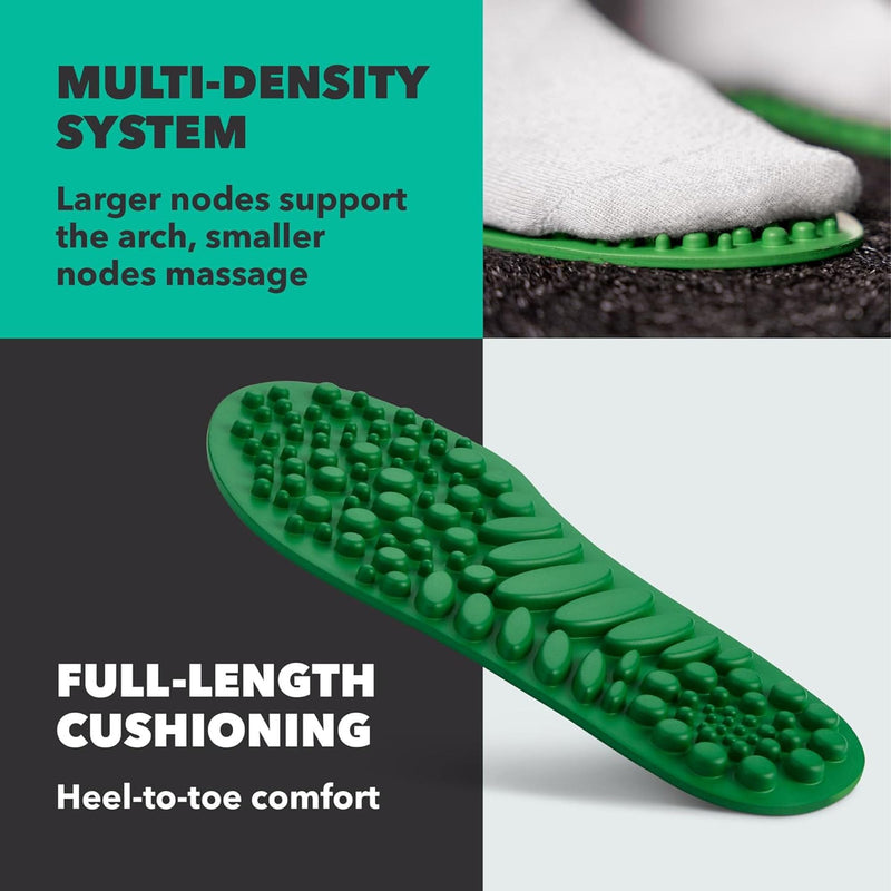 Spenco Recovery Insoles– Massage-Like Pressure Nodes for Foot Fatigue Relief, Multi-Density Arch Support, Full-Length Cushioning, Breathable & Slim Fit, Men's 12-13.5/Women's 13-14.5 Green