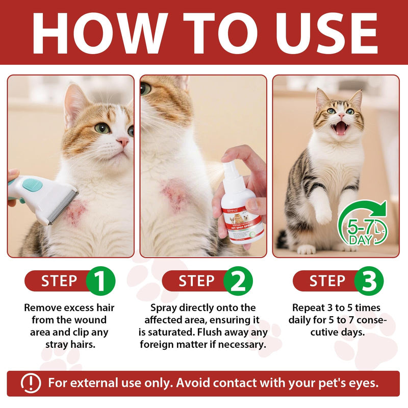 Vet-Recommended Cat Hot Spot Spray 100ml | Quantum Silver & Herbal Formula | Anti-Itch Skin Recovery Spray | Lavender Calming | Alcohol-Free Wound Care for Kittens & Cats
