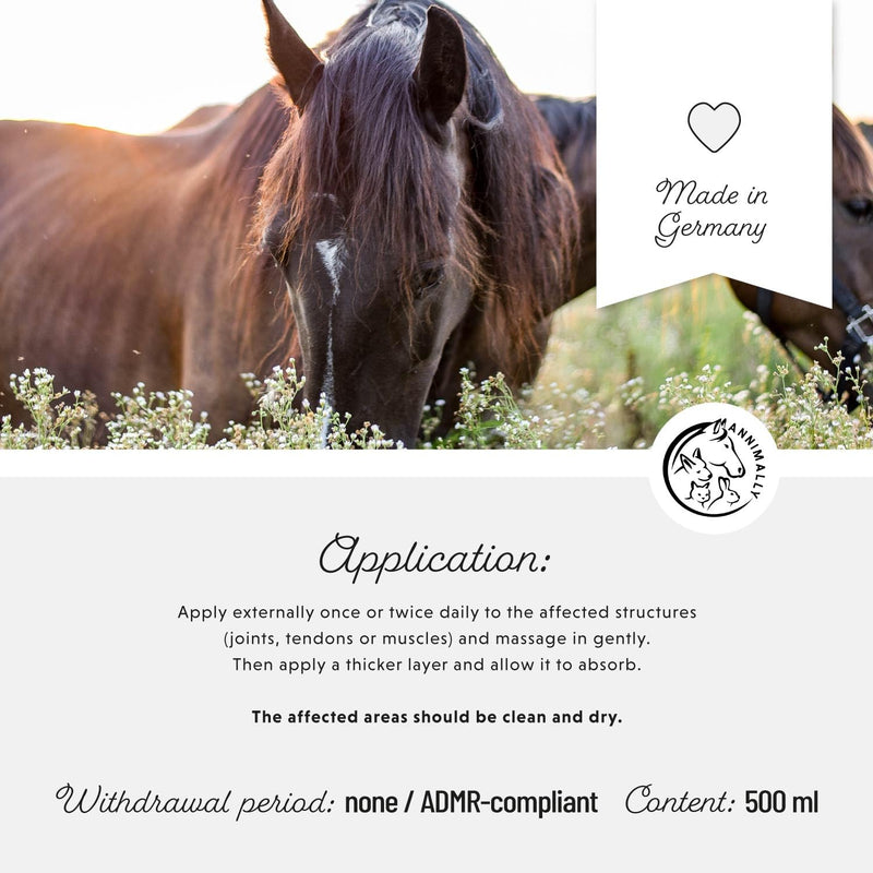 Annimally Horse Balm 500 ml - Cooling & Warming Care Gel, Two-Phase Formula for Muscles, Tendons & Ligaments, with Menthol, Wintergreen Oil, Rosemary & Mint, Made in Germany