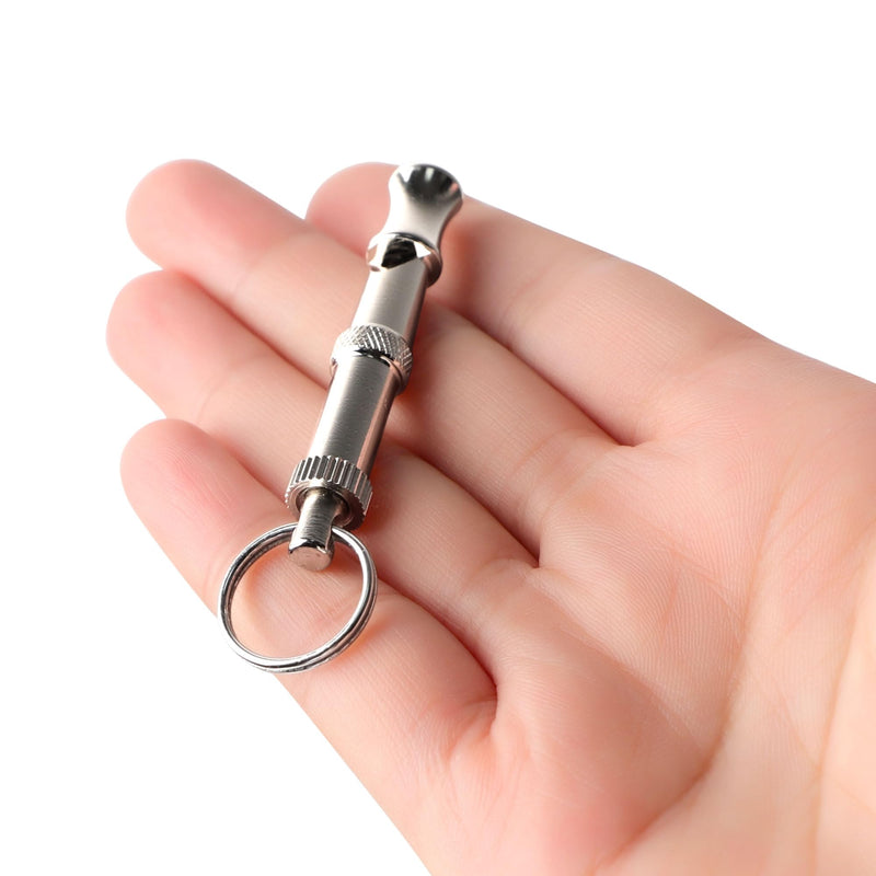 uxcell 1PC Dog Whistle to Stop Barking, Adjustable Sound Pitch Dog Whistle with Keychain, Professional Recall Pet Puppy Cat Dog Training Whistle for Bad Behavior, Silver Tone - BeesActive Australia