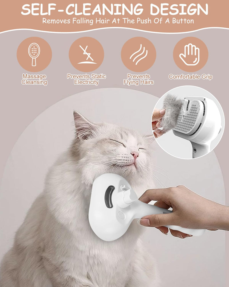 TIDEVAN Cat brush with steam, 3 in 1 spray comb for cats, steam brush cat, cat brush with water, cat grooming brush, cat hair brush for massage, care, hair removal, animal hair brush for cats, dogs - BeesActive Australia
