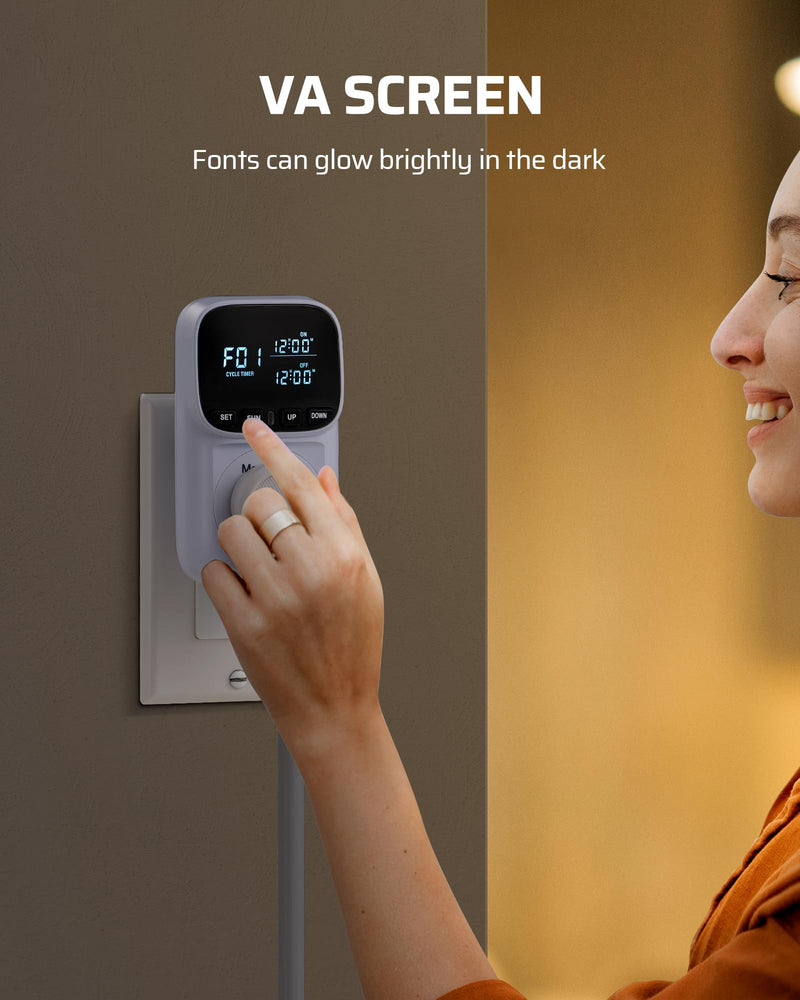 DEWENWILS Digital Temperature Controller, Heavy Duty 15A/1800W Thermostat Outlet Plug, VA Display Heating Cooling Control Timer, -40℉~210℉, Cyclic Timing/Countdown, for Greenhouse Incubator Homebrew White 1 Pack - BeesActive Australia