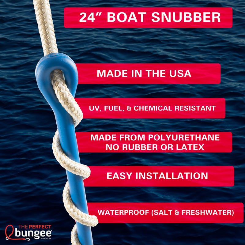 The Perfect Bungee 24" Boat Snubber Dock Line Shock Absorber, Heavy Duty, Made in USA Black - BeesActive Australia