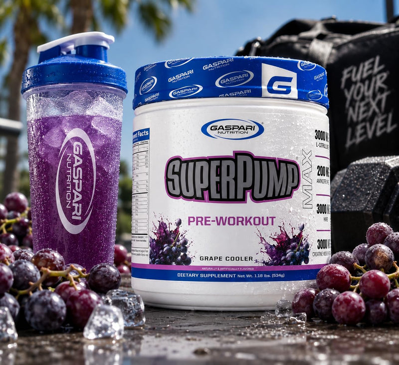 Gaspari Nutrition SuperPump MAX, The Ultimate Pre Workout Powder, Sustained Energy Preworkout, Nitric Oxide Booster, Muscle Growth, Recovery & Replenishes Electrolytes (30 Servings, Grape Cooler)