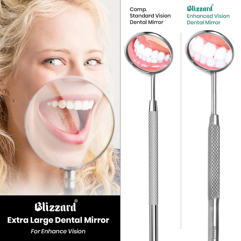Dental Tools by Blizzard - Plaque Remover for Teeth - Professional Dental Hygiene Cleaning Kit 5-Pcs, German Stainless Steel Oral Care Set with Tweezer, Tartar Scalar, Mouth Mirror, Travel Case 5 Piece Kit