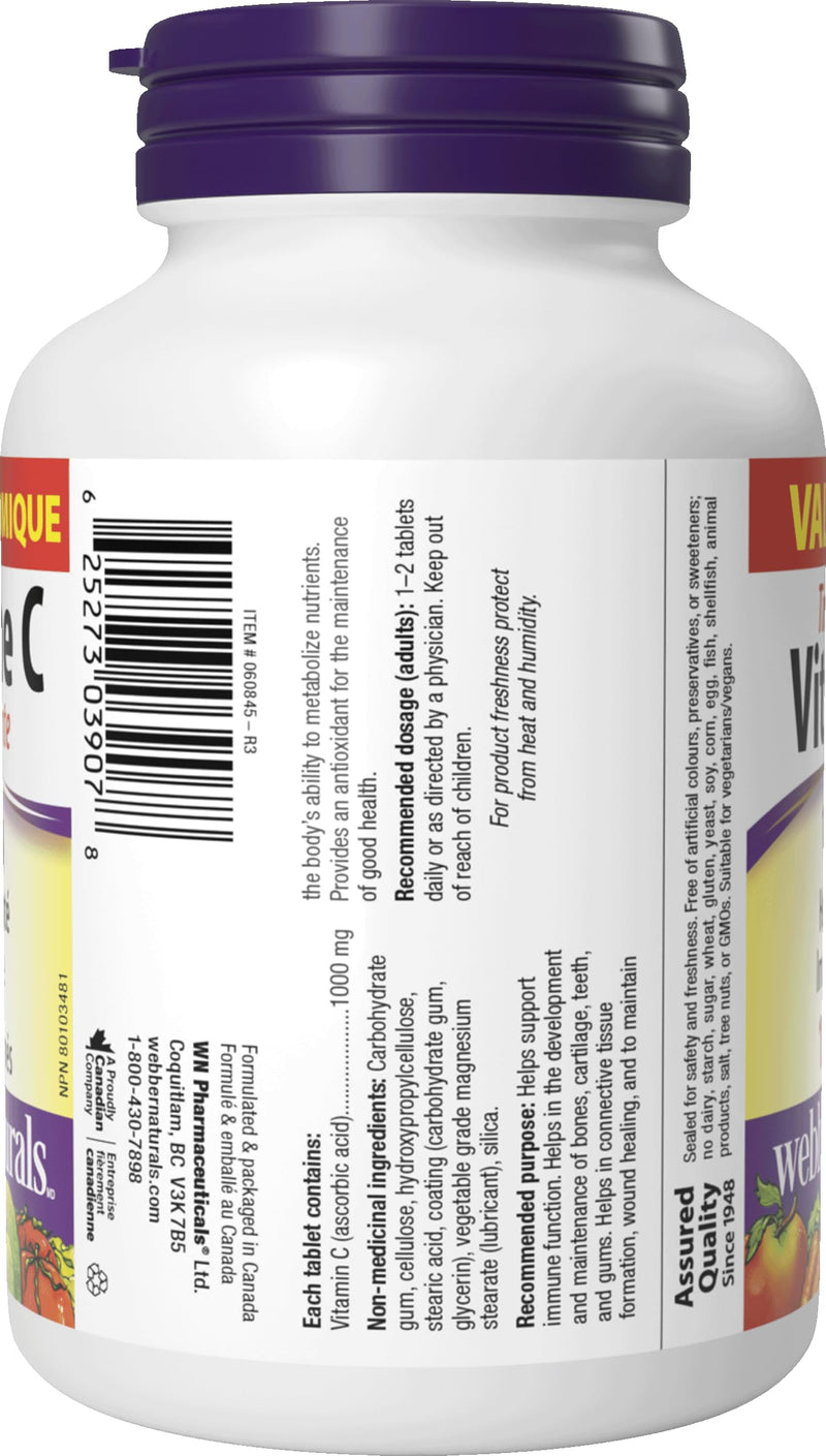 Webber Naturals Vitamin C Timed Release 1000mg, 150 tabs