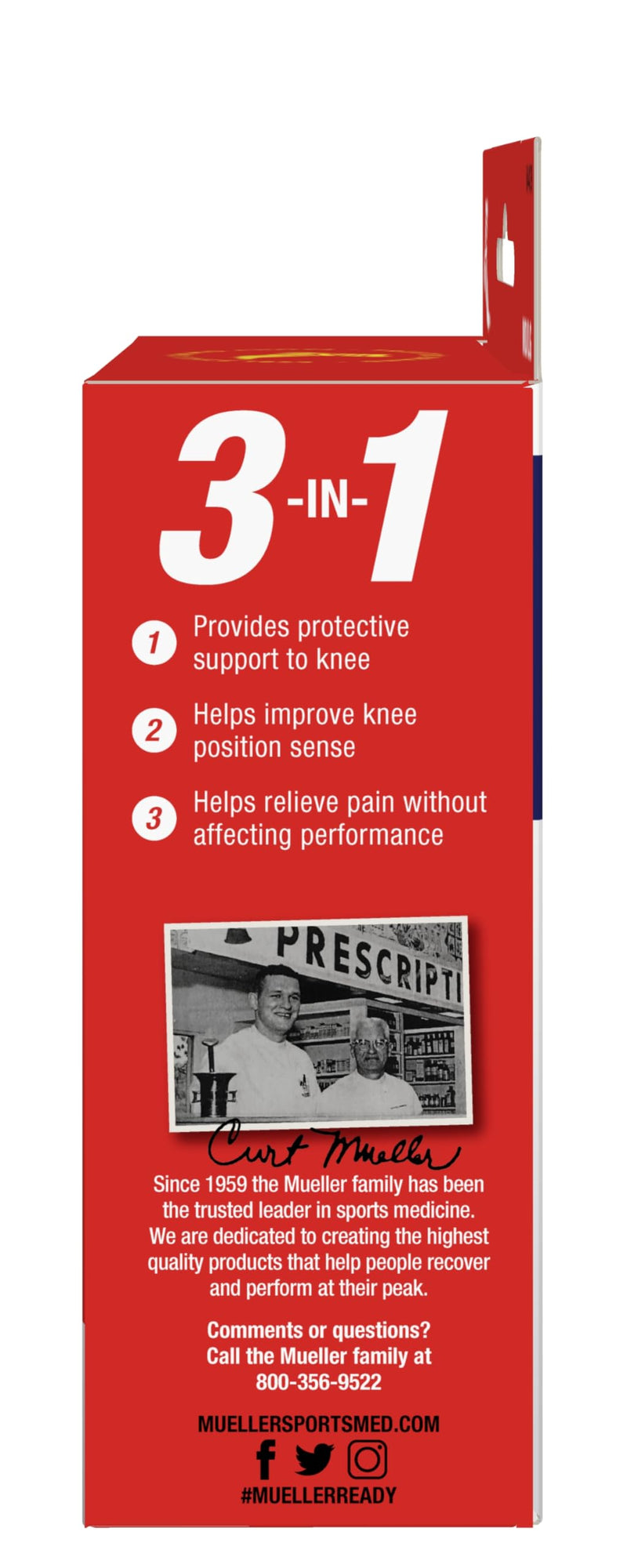 MUELLER Sports Medicine FIR 4-Way Stretch Compression Knee Support, Knee Pain Relief Support for Men & Women, Ideal for Arthritis, Sprains, Gray/Blue Medium/Large (Pack of 1) - BeesActive Australia