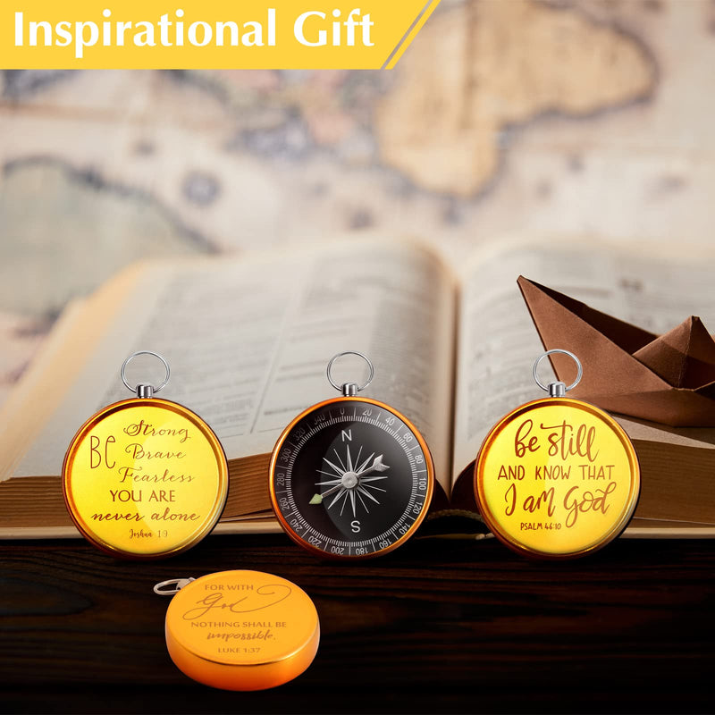 Fumete Christian Gift Compasses Hiking Scripture Religious Bible Vintage Gifts for Fathers Day Appreciation Gift Set Bible Church Men Sunday School Teacher Pastor Clergy Gold 50
