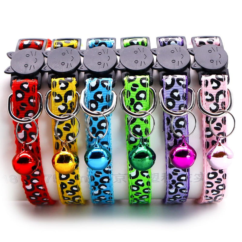 Reflective 2 Pack Breakaway Cat Collars with Bell Leopard Pattern Cute Kitty Adjustable 7.5-12.5 Inch Safe Kitten Collars Charms (Green) Green - BeesActive Australia