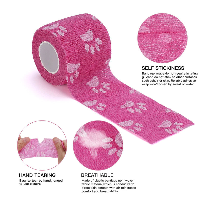 Vet Wrap Self Adhering Bandage Wrap Cohesive Bandage Multi-Function Wrap Tape for Dogs Cats Horses Birds Animals Non-Woven Strong Sports Tape for Wrist Healing Ankle Sprain & Swelling 12 Rolls 2inch Mixed-1 12 Rolls - BeesActive Australia