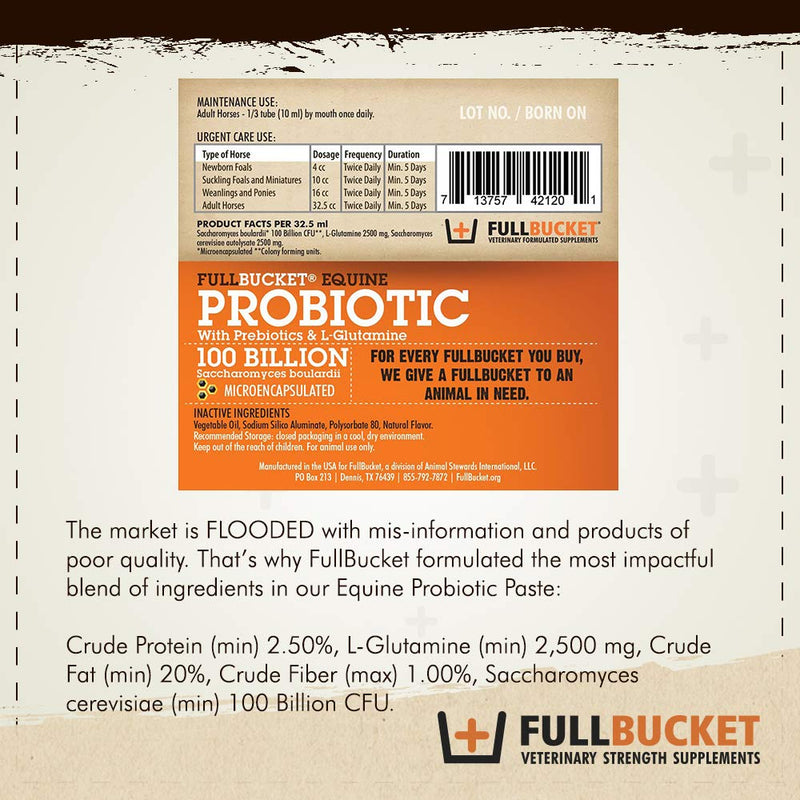 Equine Probiotic Paste with Saccharomyces Cerevisiae Boulardii for Daily Digestive Optimization; Concentrated Formula with 100 Billion CFUs, 1 Tube - BeesActive Australia
