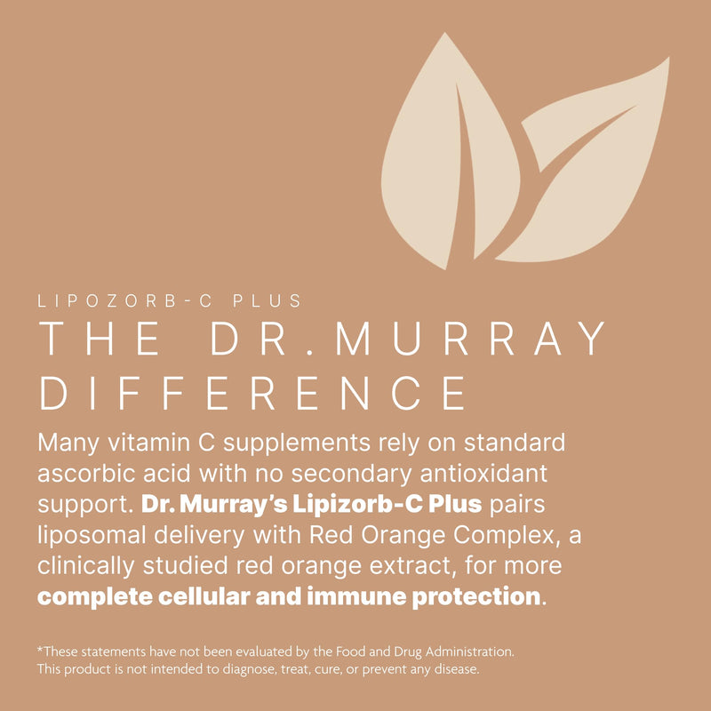 Dr. Murray's Lipizorb C Plus with Red Orange Complex - Liposomal Vitamin C | Antioxidant Support | Immune Defense | Vegan | 60 Capsules