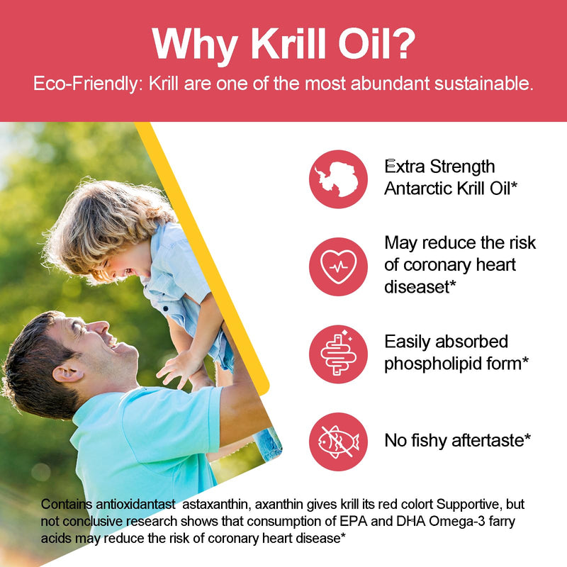 JulyDeer Krill Oil 1000 mg with Omega 3 Antarctic Krill No Fishy Aftertaste | 120 Softgels with EPA, DHA, Astaxanthin and Phospholipids Supplement for Joint, Heart, Brain and Immunity 120 Count(pack 1)
