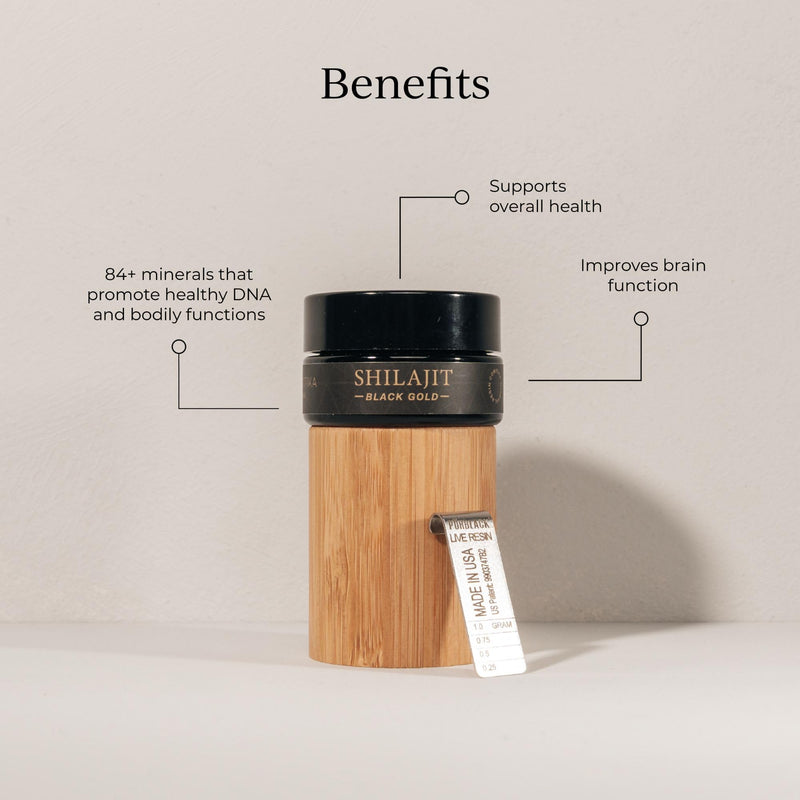 CYMBIOTIKA Pure Shilajit Resin with Elemental Gold, Fulvic Acid, 84+ Trace Minerals, Digestive & Immune Supplement to Support Focus & Energy, Overall Health, High Potency, Vegan, Non GMO, 15g Jar - BeesActive Australia