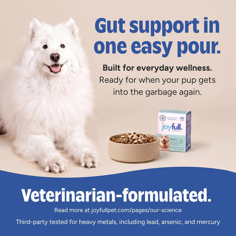 Joyfull Probiotics for Dogs - Supports Gut Health, Immune System, Occasional Diarrhea, Digestive Health, Gas & Bloating - 30 Packets of 1g Powder Probiotics