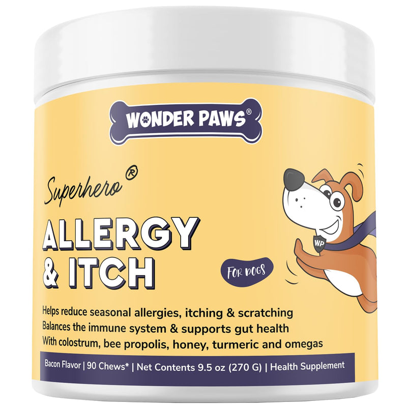 Premium Dog Allergy & Itch Relief Chews – Dog Allergy Relief Chews for Itch Relief, Skin & Coat, Anti-Itch, Scratching, Immune Support & Seasonal Allergies – Itchy Skin Relief Supplement - 90 Chews