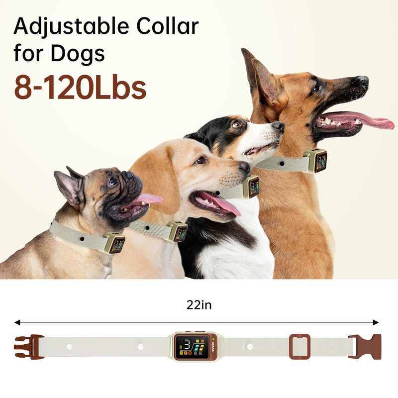 Bark Collar-Rechargeable Smart Barking Collar- Anti Bark Training Collar with Adjustable Sensitivity Beep Vibration Shock- Bark Shock Collar for Small Large Medium Dogs (Brown) Brown - BeesActive Australia