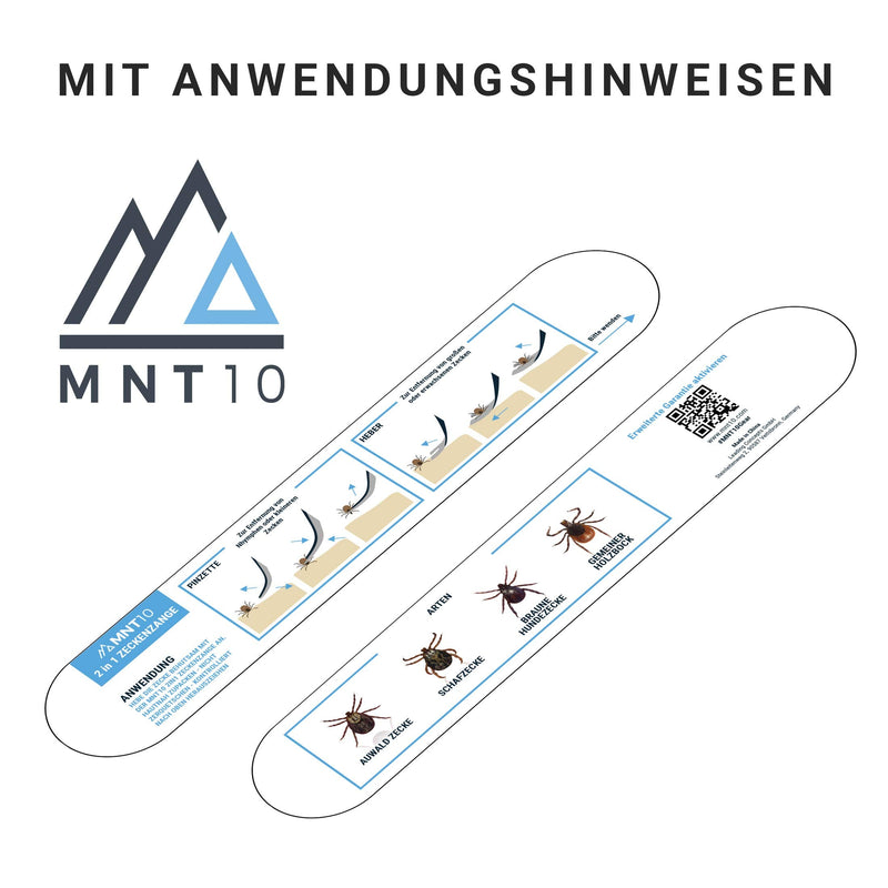 MNT10 tick tweezers stainless steel 2-in-1 I splinter tweezers, tick tweezers + tick hook for people and dogs in a practical metal case I ideal for ticks of any size I + FREE identification card - BeesActive Australia