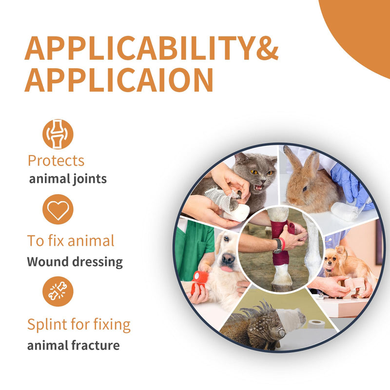 Self Adhesive Bandage Wrap, 4 inches 5 Yards Pet Vet Wrap Cohesive Bandages Non-Woven Tape Adherent for Dogs Cats Horses Birds Animals Wounds Pack of 6 4 Inch - BeesActive Australia