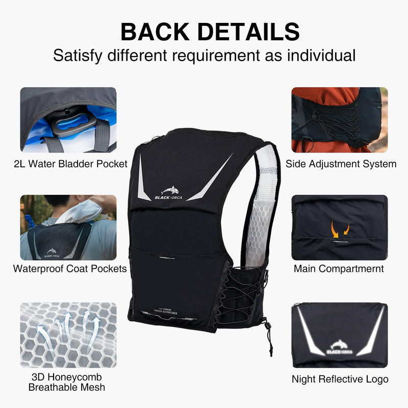 Running Vest for Women Men Hydration Vest with 2L Water Bladder Lightweight Reflective Runners Vest for Hiking, Cycling, Trail, Running, Marathons Medium