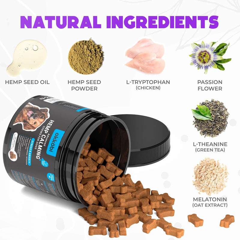 Hemp Calming Chews For Dogs Anxiety 150 pcs - Dog Anxiety Relief Chews - For stress, travel, check-up, barking or grooming - Calming Treats - Chicken