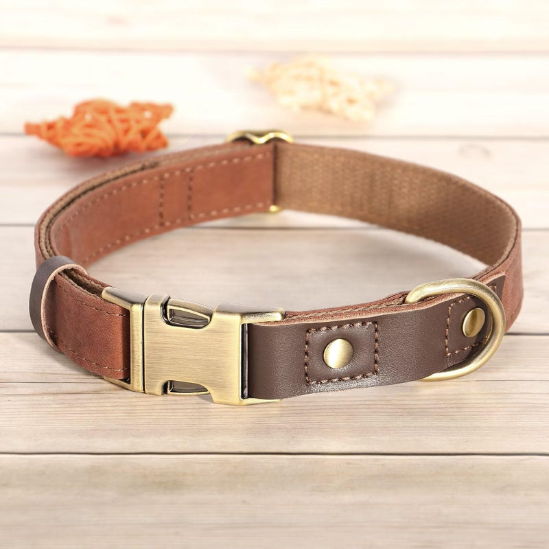 Didog Soft Padded Leather Dog Collar for Large Dogs, Classic Heavy Duty Dog Collar with Quick Release Metal Buckle, Adjustable Large Dog Collar, Leather, Brown, Size L L: Neck Adjustable 38-58cm - BeesActive Australia